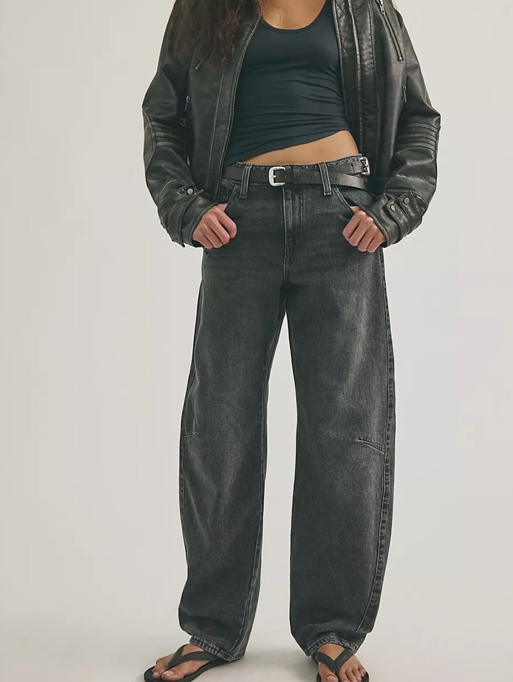 Levi's Baggy Dad Barrel Jeans Washed Black Women's 25X30 Preppy